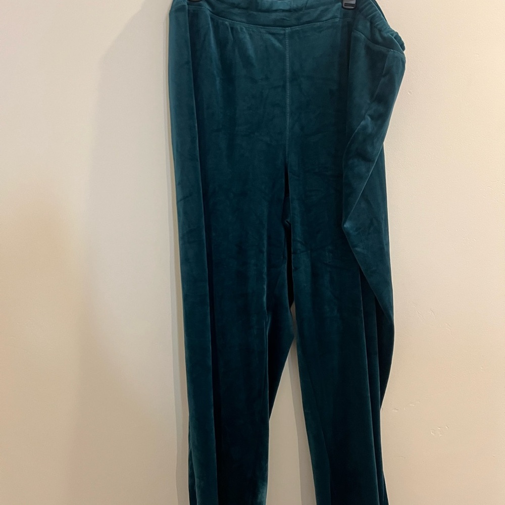 Onque Casuals Teal Velvet Flare Pants